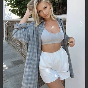 SLA THE LABEL GREY OVERSIZED CHECKED SHIRT